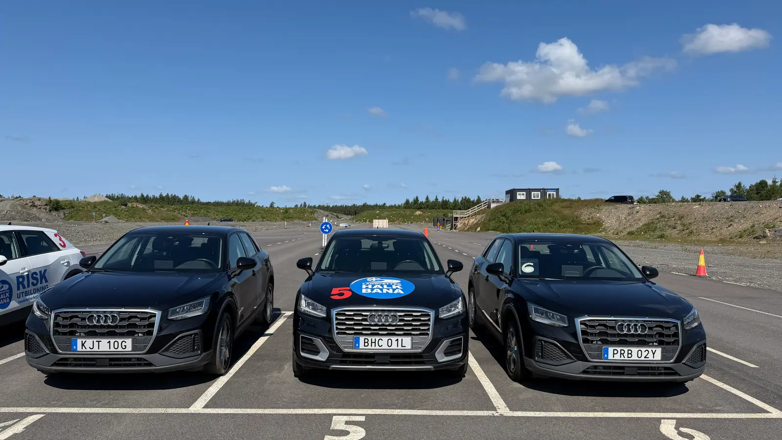 Training cars from the front on the skid pan