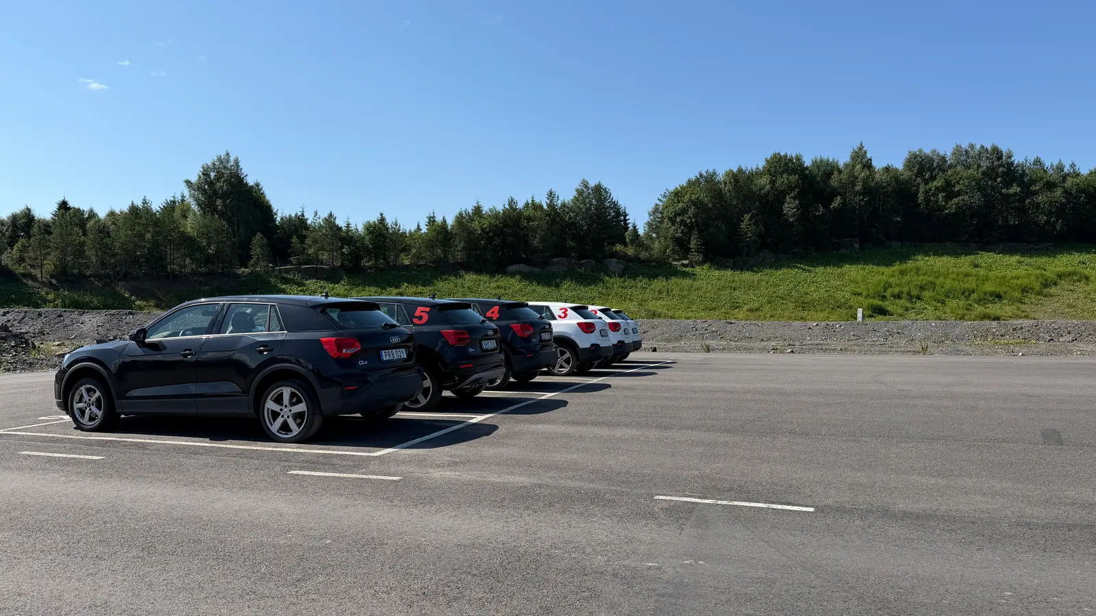 Training cars parked at the track